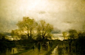 Paysage marécageux, route boueuse - Laszlo Mednyanszky